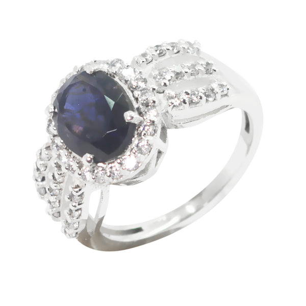 Iolith Halo Ägyptischer Silber Blauer Edelstein Auffälliger moderner Ringschmuck