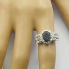 Iolite Halo Egyptian Silver Blue Gemstone Eye catching Modern Ring Jewellery