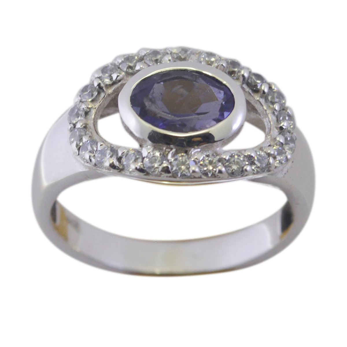 Iolite Halo Turkish 925 Silver Blue Gemstones Whisper thin Boho Ring Jewellery