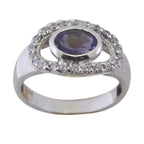 Iolite Halo Turkish 925 Silver Blue Gemstones Whisper thin Boho Ring Jewellery
