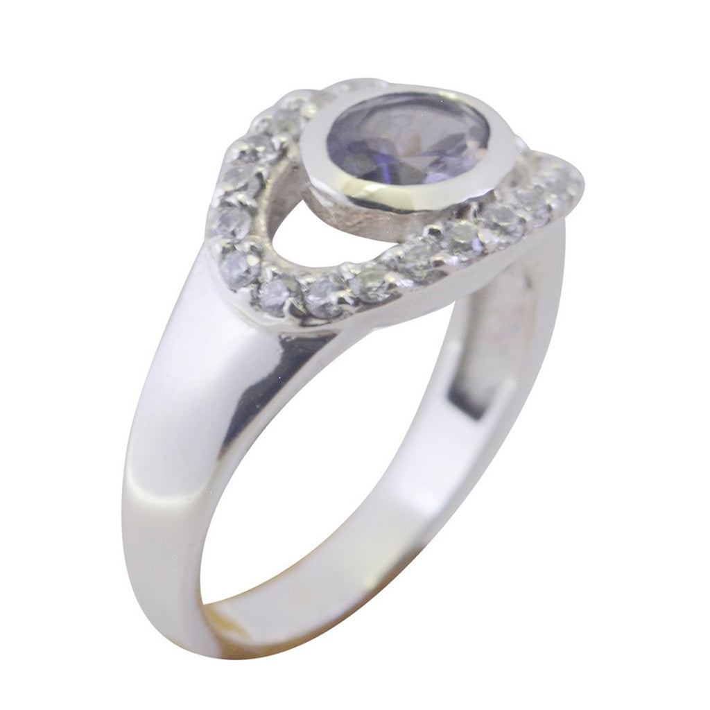 Iolith Halo Türkischer 925 Silber Blaue Edelsteine Flüstern dünner Boho Ring Schmuck