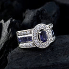 Iolite Halo Moroccan 92.5 Silver Blue Gemstones Eye catching Modern Ring Jewelry