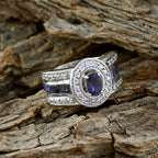 Iolite Halo Moroccan 92.5 Silver Blue Gemstones Eye catching Modern Ring Jewelry