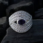 Iolite Halo Moroccan 925 Sterling Silver Blue Gemstones Versatile Contemporary Ring Jewelry