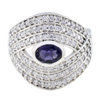Iolite Halo Moroccan 925 Sterling Silver Blue Gemstones Versatile Contemporary Ring Jewelry