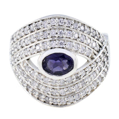 Iolite Halo Moroccan 925 Sterling Silver Blue Gemstones Versatile Contemporary Ring Jewelry