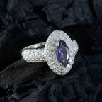 Iolite Halo African 925 Silver Blue Gemstone Minimal Trendy Ring Jewelry