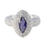 Iolite Halo African 925 Silver Blue Gemstone Minimal Trendy Ring Jewelry