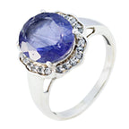 Iolite Halo Egyptian Silver Blue Gemstone Eye catching Trendy Ring Jewellery