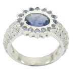 Iolite Halo African 92.5 Silver Blue Gemstones Minimal Romantic Ring Jewelry