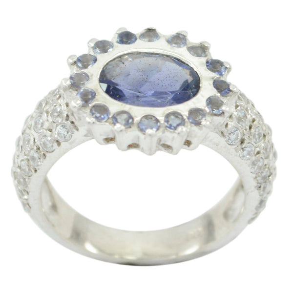 Iolite Halo African 92.5 Silver Blue Gemstones Minimal Romantic Ring Jewelry