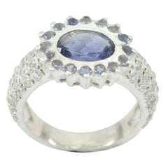 Iolite Halo African 92.5 Silver Blue Gemstones Minimal Romantic Ring Jewelry