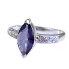 Iolite Halo French 925 Silver Blue Gemstones Tiny Contemporary Ring Jewellery