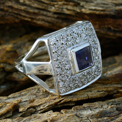 Iolite Halo Egyptian Sterling Silver Blue Gems Versatile Contemporary Ring Jewelry