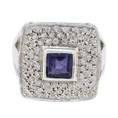 Iolite Halo Egyptian Sterling Silver Blue Gems Versatile Contemporary Ring Jewelry