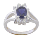 Iolite Halo Moroccan 925 Sterling Silver Blue Gems Tiny Abstract Ring Jewelry