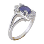 Iolite Halo Moroccan 925 Sterling Silver Blue Gems Tiny Abstract Ring Jewelry
