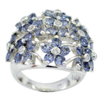 Iolite multiple African Silver Blue Gemstone Statement Floral Ring Jewelry