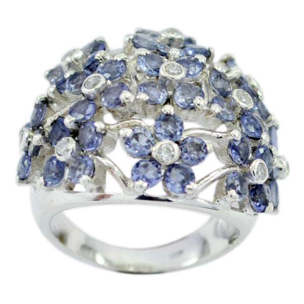 Iolite multiple African Silver Blue Gemstone Statement Floral Ring Jewelry