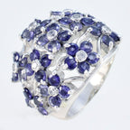 Iolite multiple African Silver Blue Gemstone Statement Floral Ring Jewelry