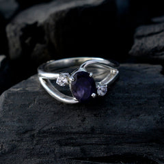 Iolite Halo Turkish 925 Silver Blue Gems Whisper thin Modern Ring Jewelry