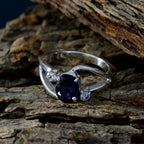 Iolite Halo Turkish 925 Silver Blue Gems Whisper thin Modern Ring Jewelry