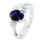 Iolite Halo Turkish 925 Silver Blue Gems Whisper thin Modern Ring Jewelry