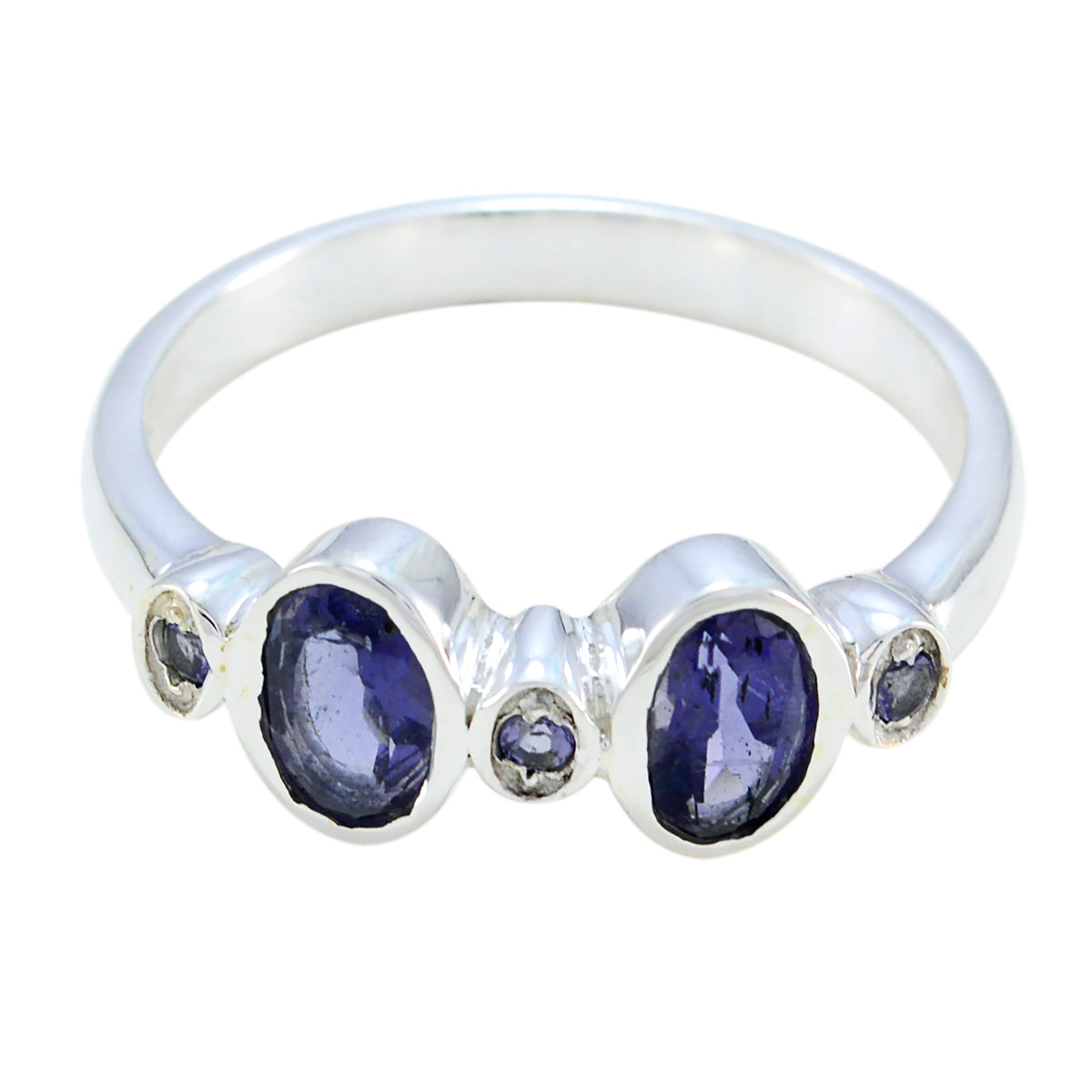 Iolite Halo Turkish Sterling Silver Blue Gems Dainty Romantic Ring Jewellery