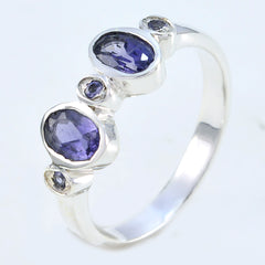 Iolith Halo Türkisches Sterling Silber Blaue Edelsteine Zierlicher romantischer Ring Schmuck