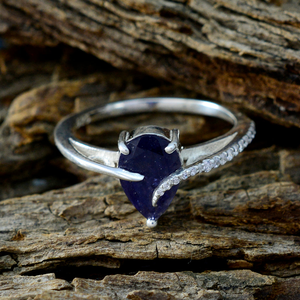 Iolite Halo Korean Silver Blue Gems Dainty Fairytale Ring Jewellery