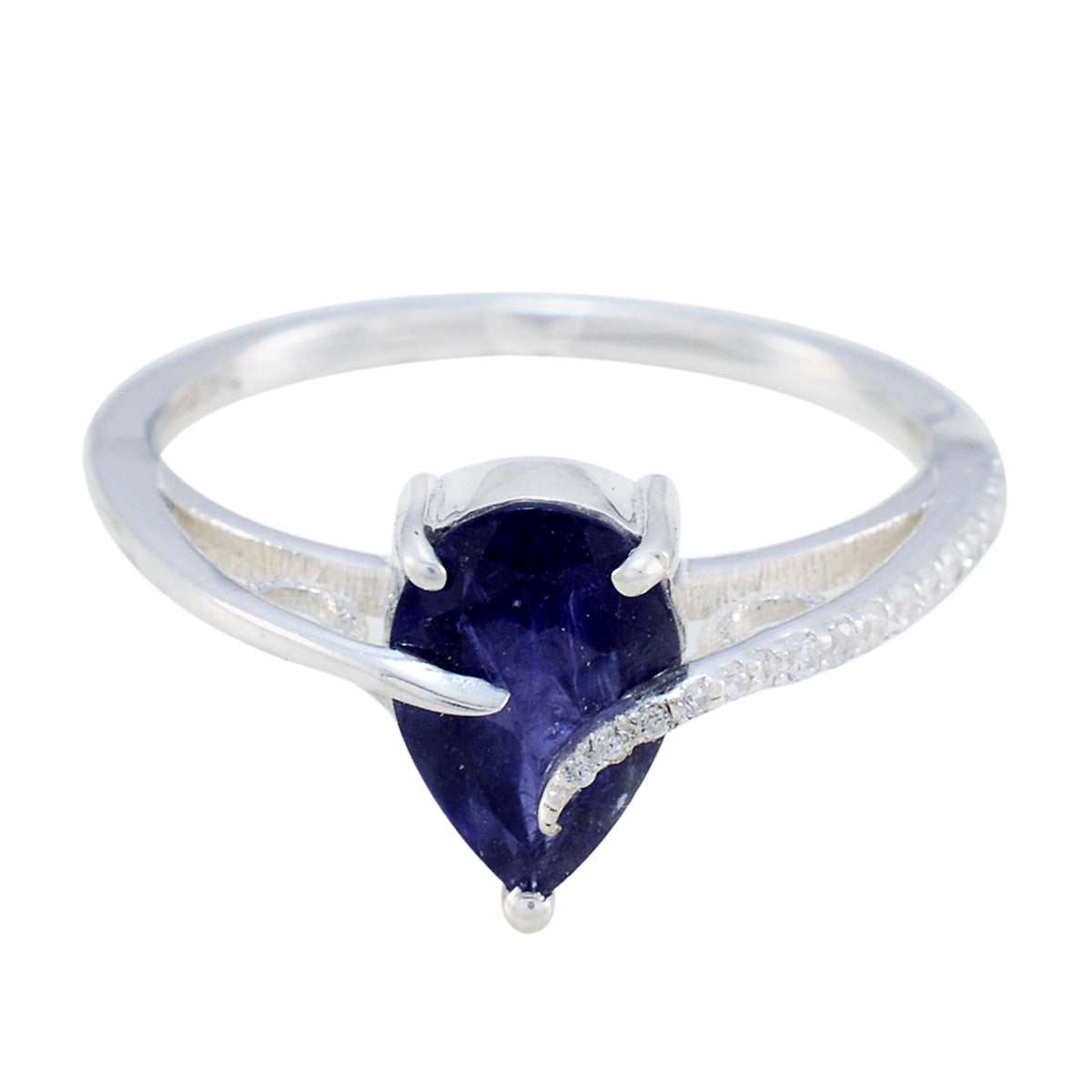 Iolite Halo Korean Silver Blue Gems Dainty Fairytale Ring Jewellery Hoofdafbeelding