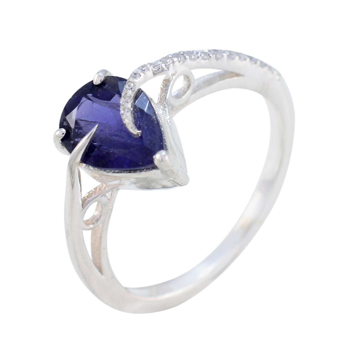 Ioliet Halo Koreaans Zilver Blauwe Edelstenen Dainty Fairytale Ring Sieraden Secundaire afbeelding