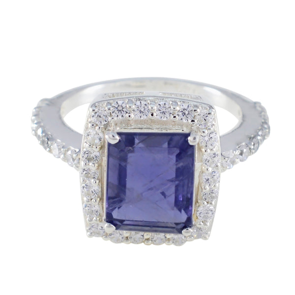 Iolite Halo Moroccan 925 Sterling Silver Blue Gemstones Minimal Trendy Ring Jewelry