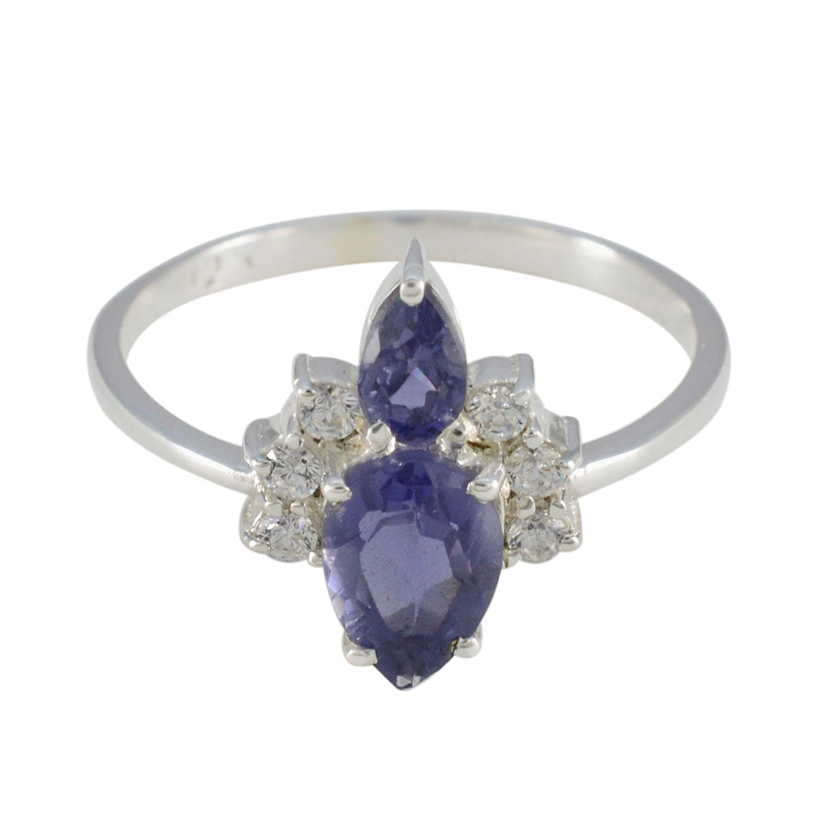 Iolite Toi et Moi Korean 925 Silver Blue Gemstone Elegant  Romantic Ring Jewelry