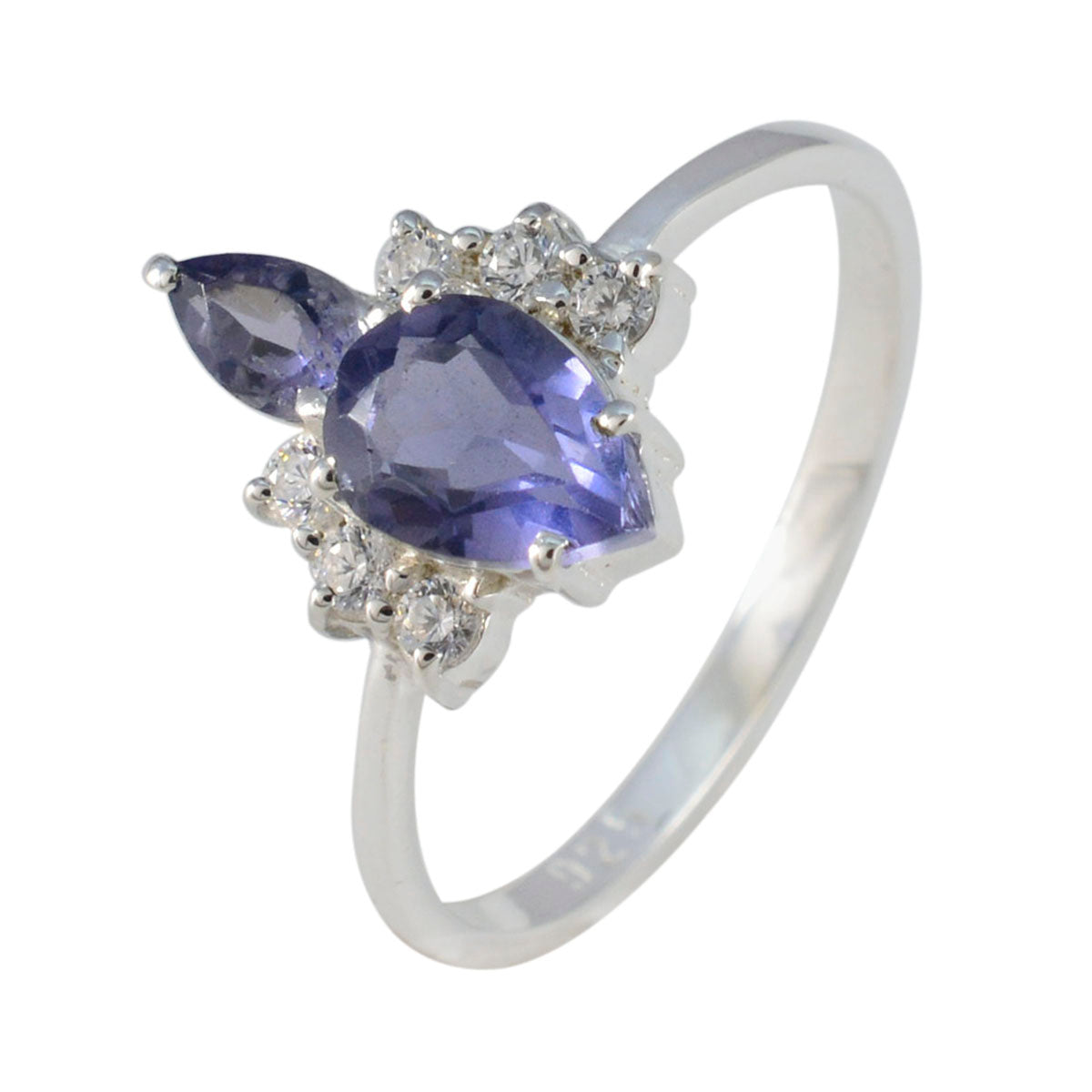 Ioliet Toi et Moi Koreaans 925 zilver met blauwe edelsteen, elegante romantische ring, sieraden Secundaire afbeelding