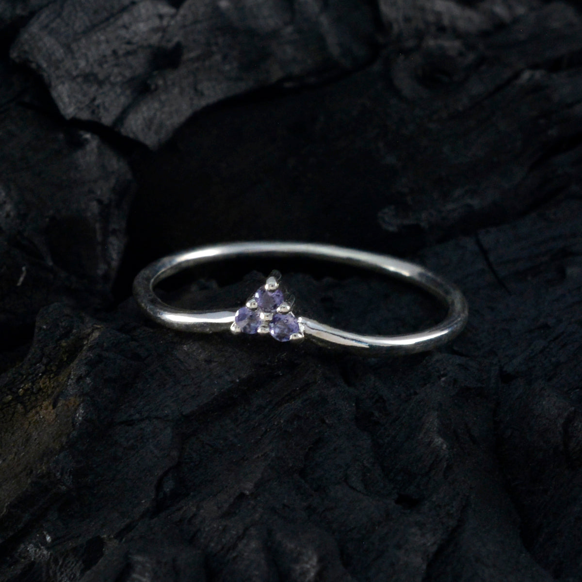 Iolite Trilogy Turkish 925 Silver Blue Gemstones Minimalist Glamorous Ring Jewellery