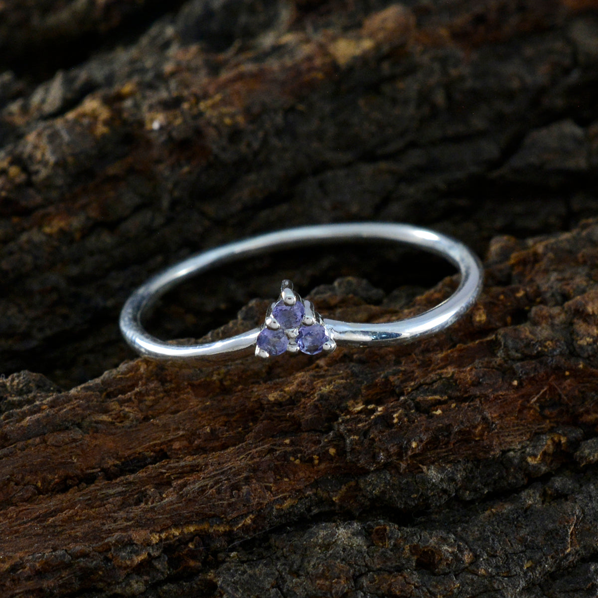Iolite Trilogy Turkish 925 Silver Blue Gemstones Minimalist Glamorous Ring Jewellery