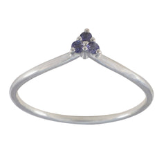 Iolite Trilogy Turkish 925 Silver Blue Gemstones Minimalist Glamorous Ring Jewellery