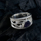 Iolite Halo Moroccan Silver Blue Gemstones Eye catching Modern Ring Jewelry