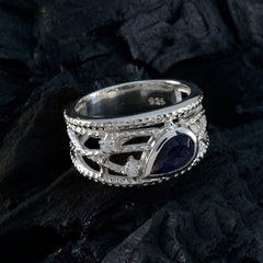 Iolite Halo Moroccan Silver Blue Gemstones Eye catching Modern Ring Jewelry