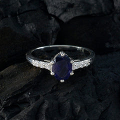 Iolite Halo Korean 925 Silver Blue Gemstones Dainty Glamorous Ring Jewellery