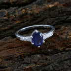 Iolite Halo Korean 925 Silver Blue Gemstones Dainty Glamorous Ring Jewellery