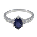 Iolite Halo Korean 925 Silver Blue Gemstones Dainty Glamorous Ring Jewellery