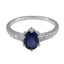 Iolite Halo Korean 925 Silver Blue Gemstones Dainty Glamorous Ring Jewellery