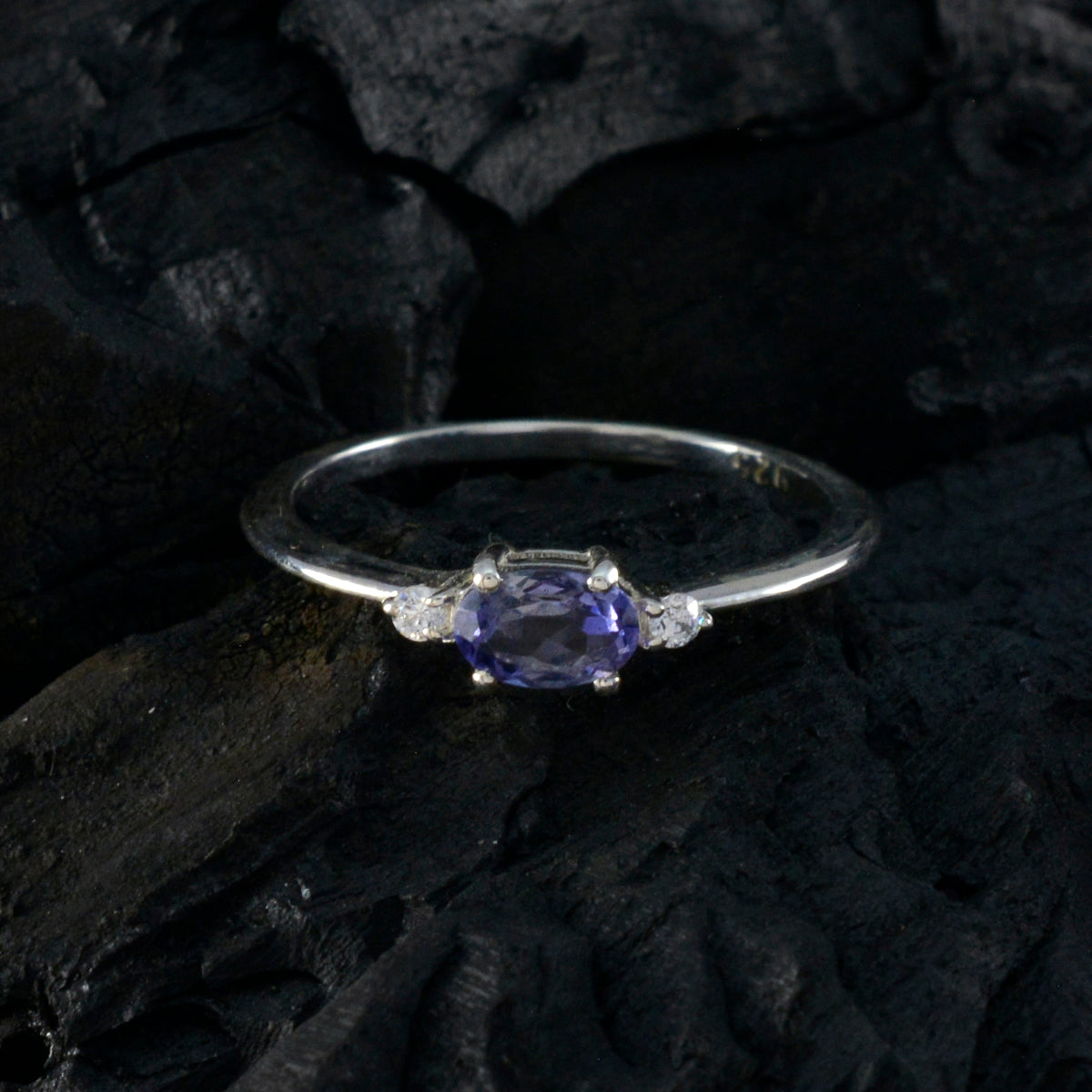 Iolite Halo Turkish 92.5 Silver Blue Gemstones Elegant  Sophisticated Ring Jewellery