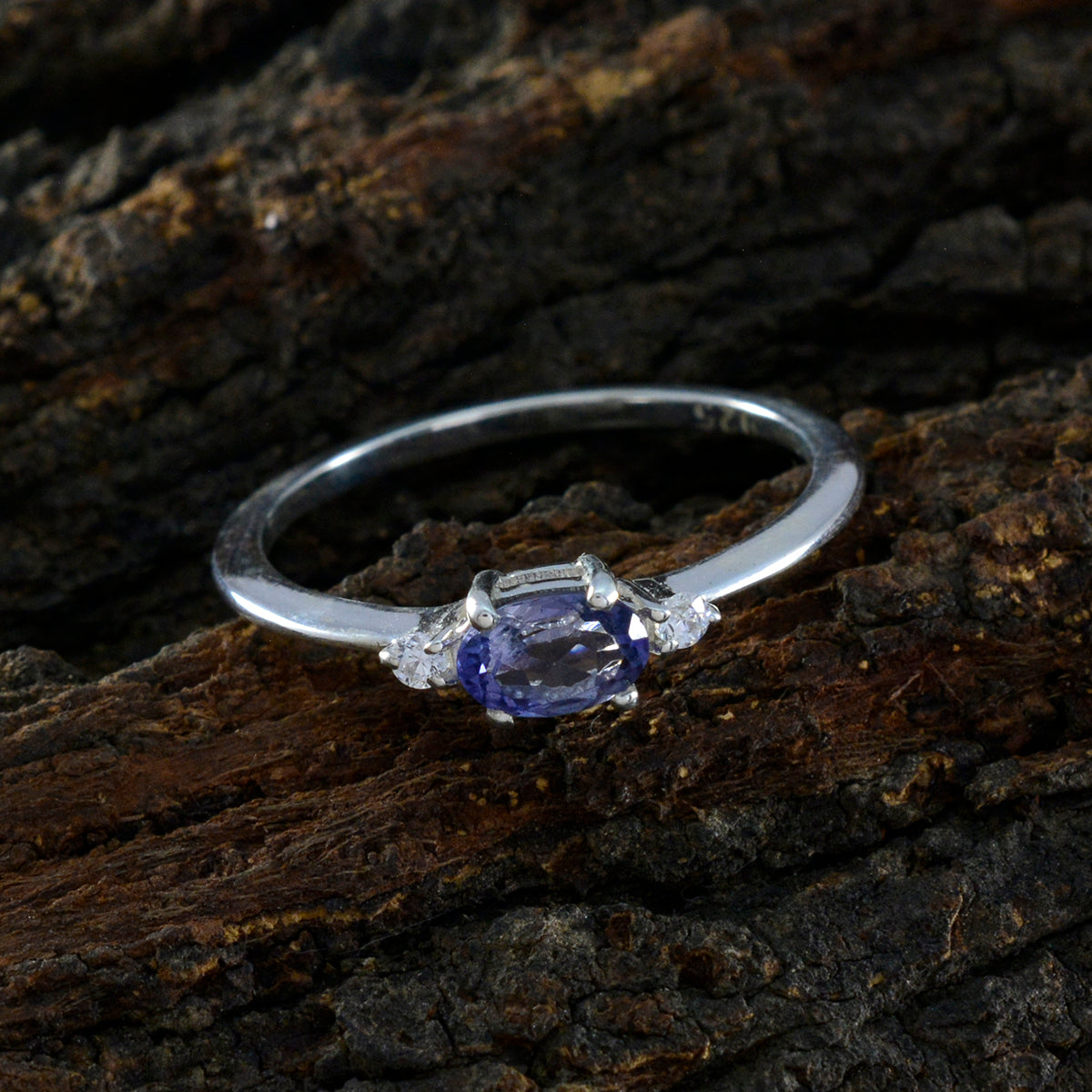 Iolith Halo Türkischer 92,5 Silber Blaue Edelsteine Eleganter, anspruchsvoller Ringschmuck