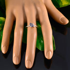 Iolite Halo Japanese 92.5 Silver Blue Gemstone Elegant  Abstract Ring Jewelry