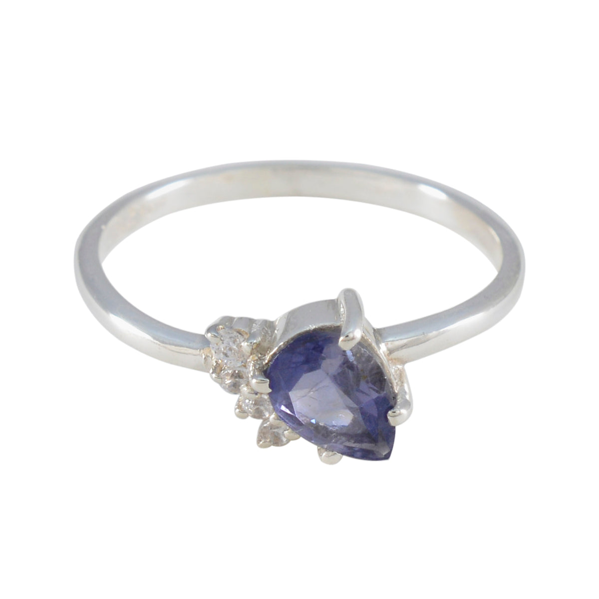 Iolite Halo Japanese 92.5 Silver Blue Gemstone Elegant  Abstract Ring Jewelry