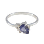 Iolite Halo Japanese 92.5 Silver Blue Gemstone Elegant  Abstract Ring Jewelry