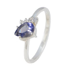 Iolite Halo Japanese 92.5 Silver Blue Gemstone Elegant  Abstract Ring Jewelry